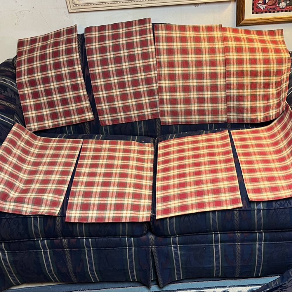 Longaberger Orchard Plaid Placemats. Set of 8
